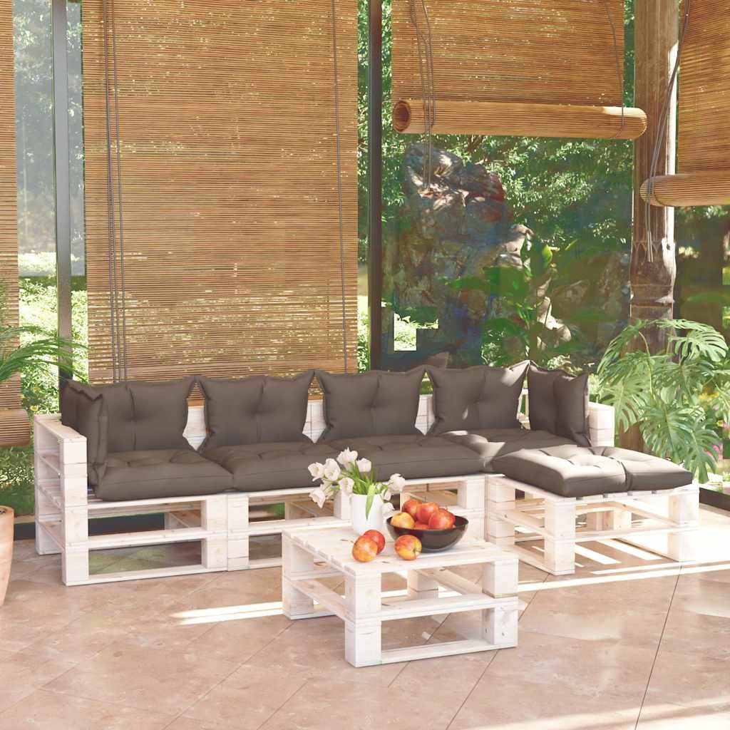 Set Salotto Giardino su Pallet Cuscini 6 pz in Legno di Pino vidaXL