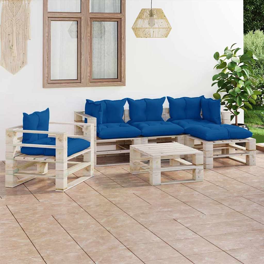 Set Salotto Giardino su Pallet Cuscini 6 pz in Legno di Pino vidaXL