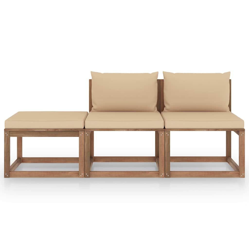 Set Salotto Giardino Pallet Cuscini 3 pz Legno Pino Impregnato vidaXL