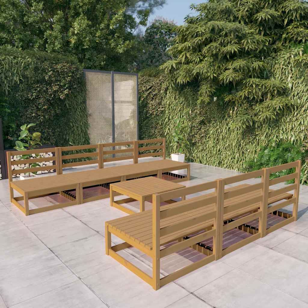Set Salotto da Giardino 8pz Marrone Ambra Legno Massello Pino vidaXL