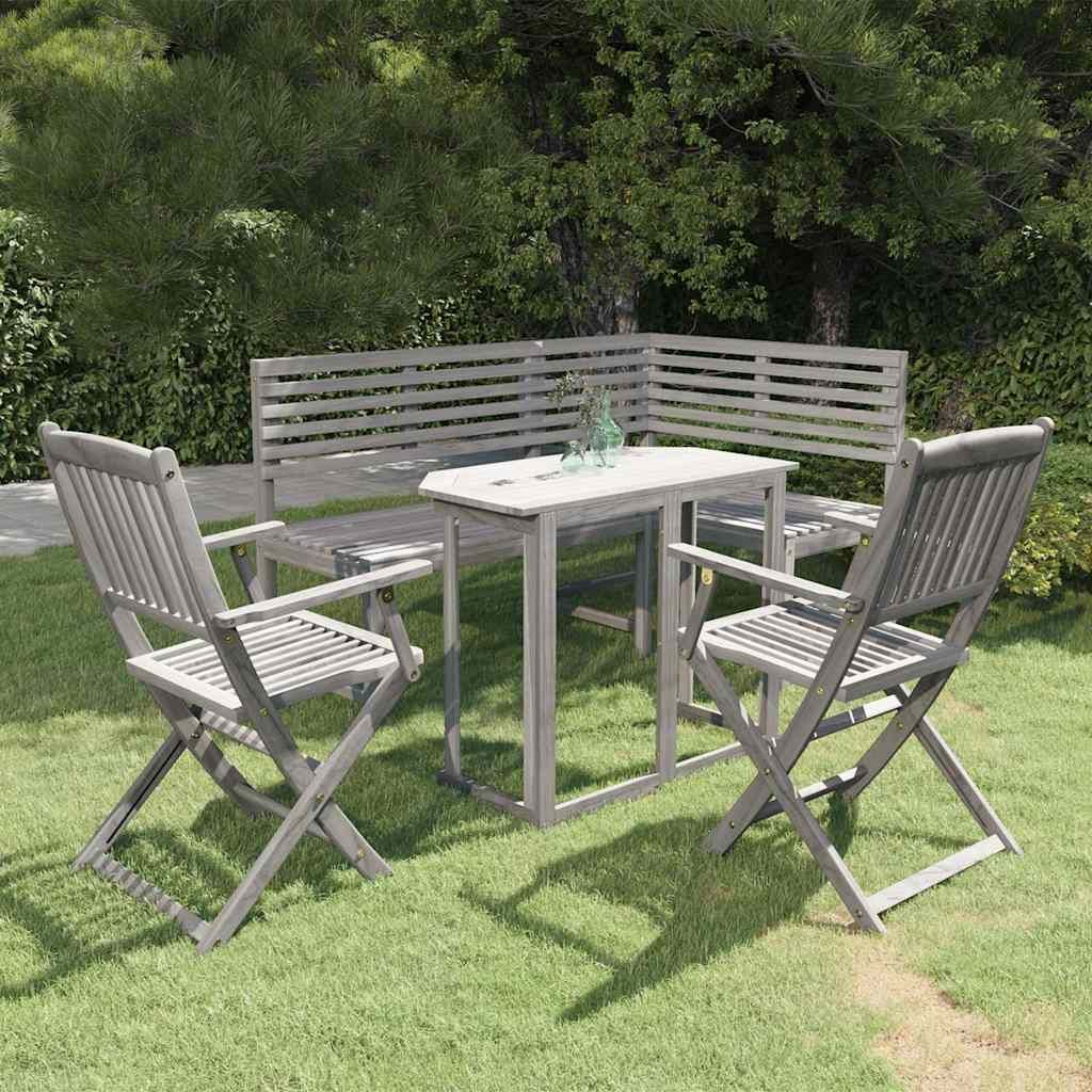 Set da Bistrot 4 pz in Legno Massello di Acacia Grigio vidaXL