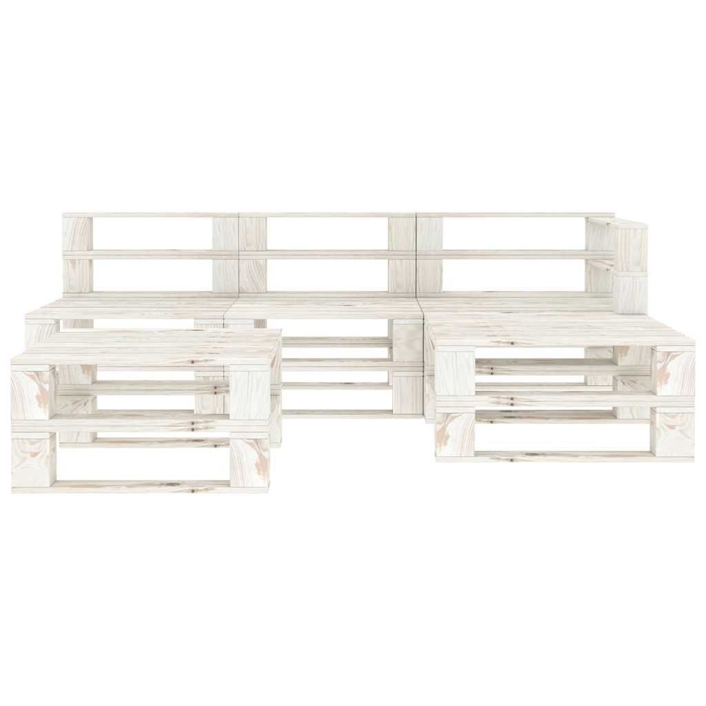 Set Salotto da Giardino 5 pz Pallet in Legno Bianco vidaXL