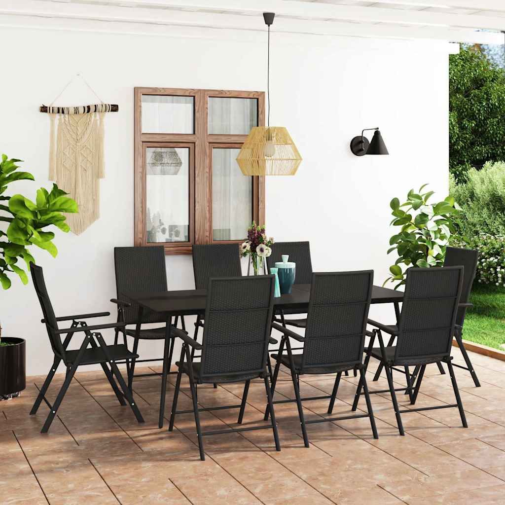 Set da Pranzo da Giardino 9 pz Nero vidaXL
