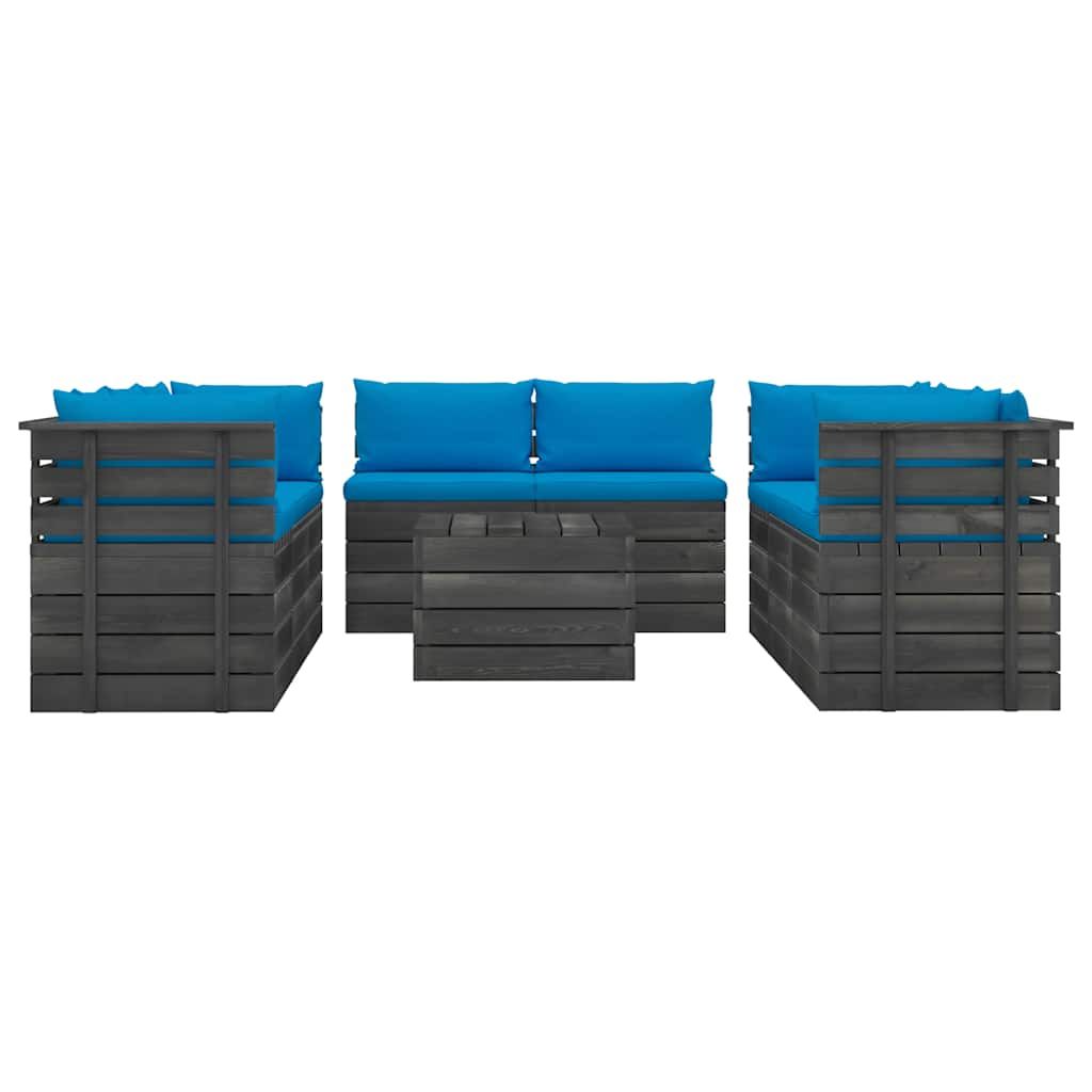 Set Divani da Giardino su Pallet 9 pz con Cuscini Massello Pino vidaXL