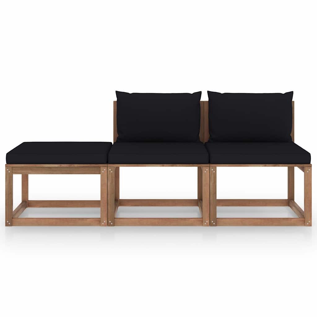 Set Salotto Giardino Pallet Cuscini 3 pz Legno Pino Impregnato vidaXL
