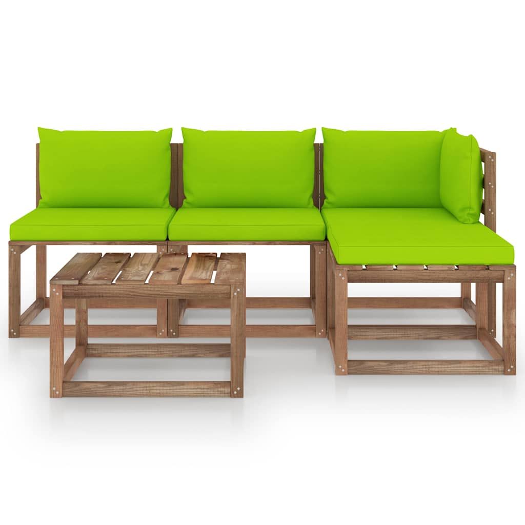 Set Divani Giardino su Pallet 5 pz con Cuscini Pino Impregnato vidaXL