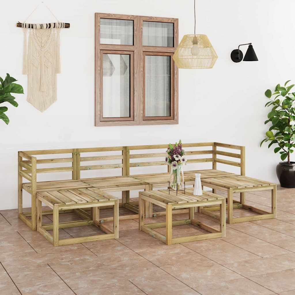 Set Salotto da Giardino 7 pz in Legno di Pino Impregnato Verde vidaXL