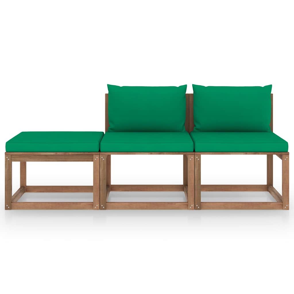 Set Salotto Giardino Pallet Cuscini 3 pz Legno Pino Impregnato vidaXL