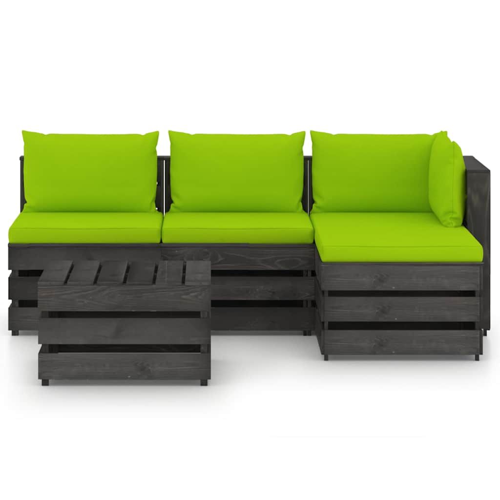 Set Divani da Giardino con Cuscini 5 pz Legno Impregnato Grigio vidaXL