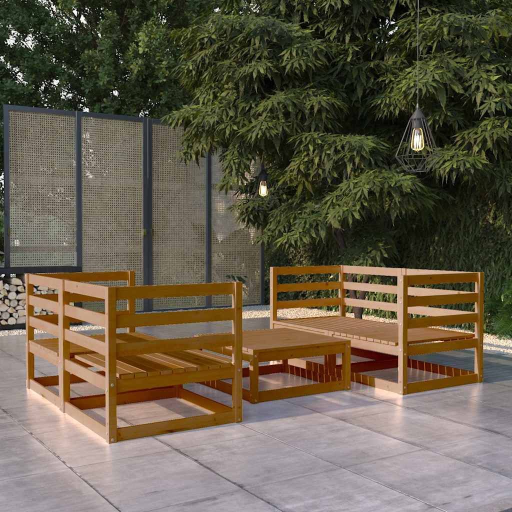 Set Salotto da Giardino 5pz Marrone Ambra Legno Massello Pino vidaXL