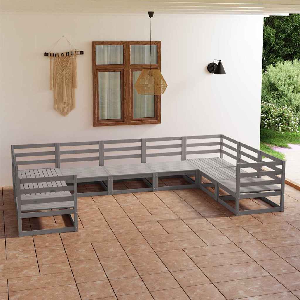 Set Divani da Giardino 9 pz in Legno Massello di Pino vidaXL