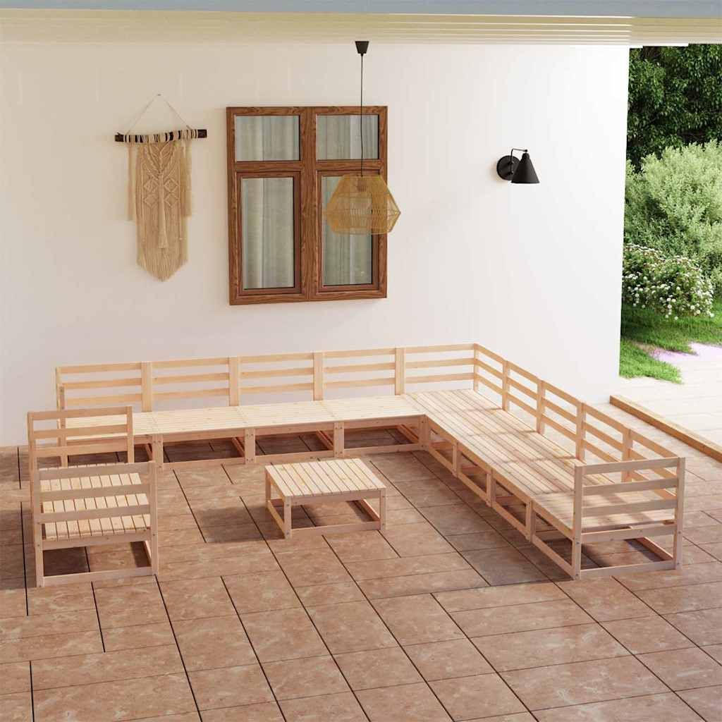 Set Divani da Giardino 12 pz in Legno Massello di Pino vidaXL