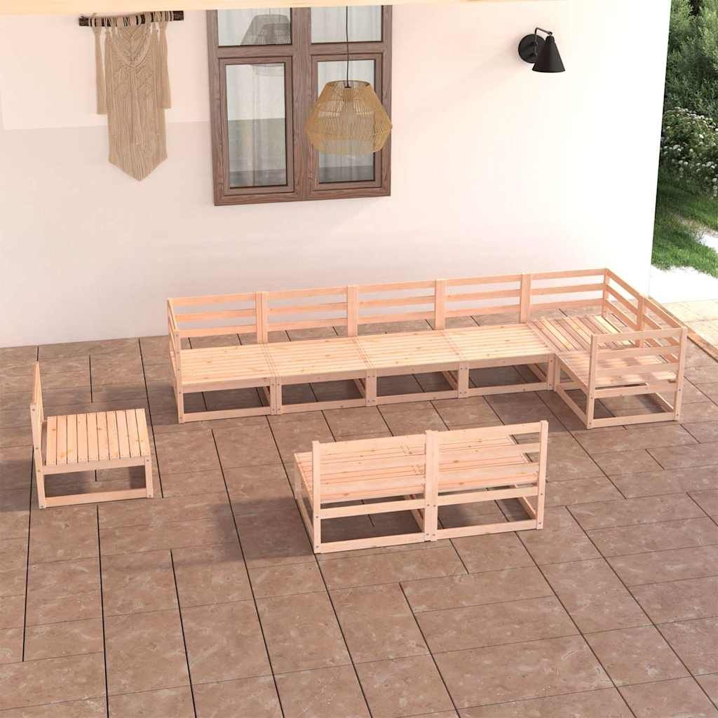 Set Divani da Giardino 9 pz in Legno Massello di Pino vidaXL