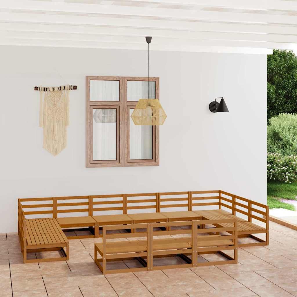 Set Divani da Giardino 13 pz in Legno Massello di Pino vidaXL