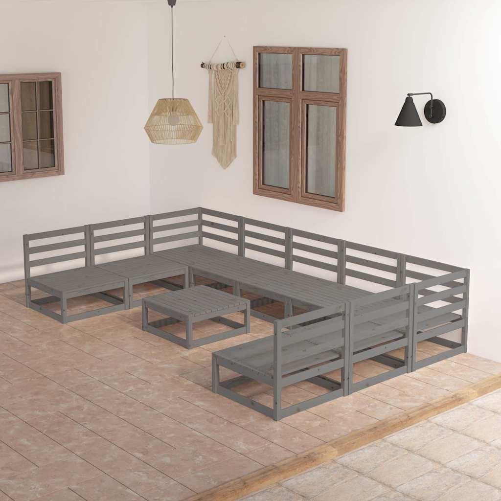 Set Divani da Giardino 10 pz in Legno Massello di Pino vidaXL