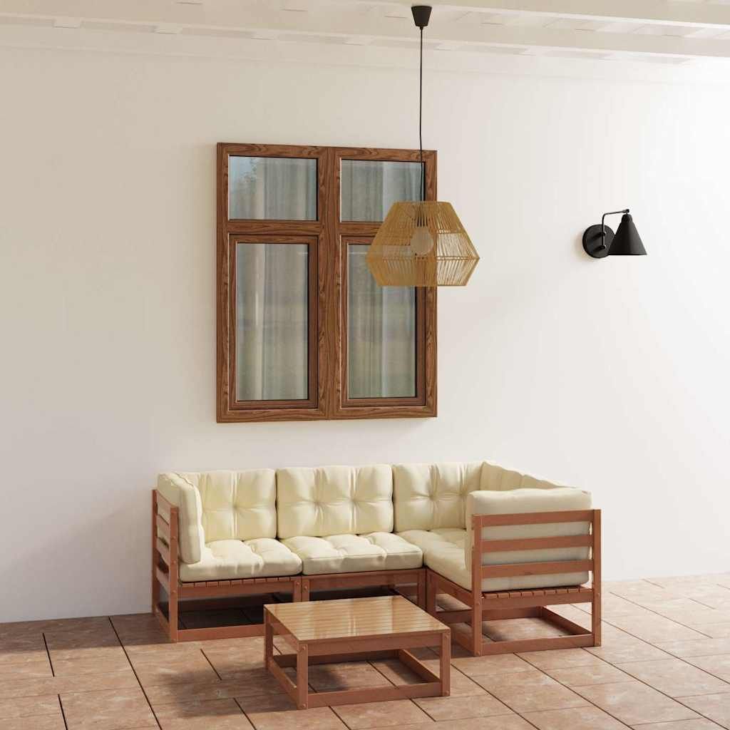 Set Divani da Giardino 5 pz con Cuscini Legno Massello di Pino vidaXL
