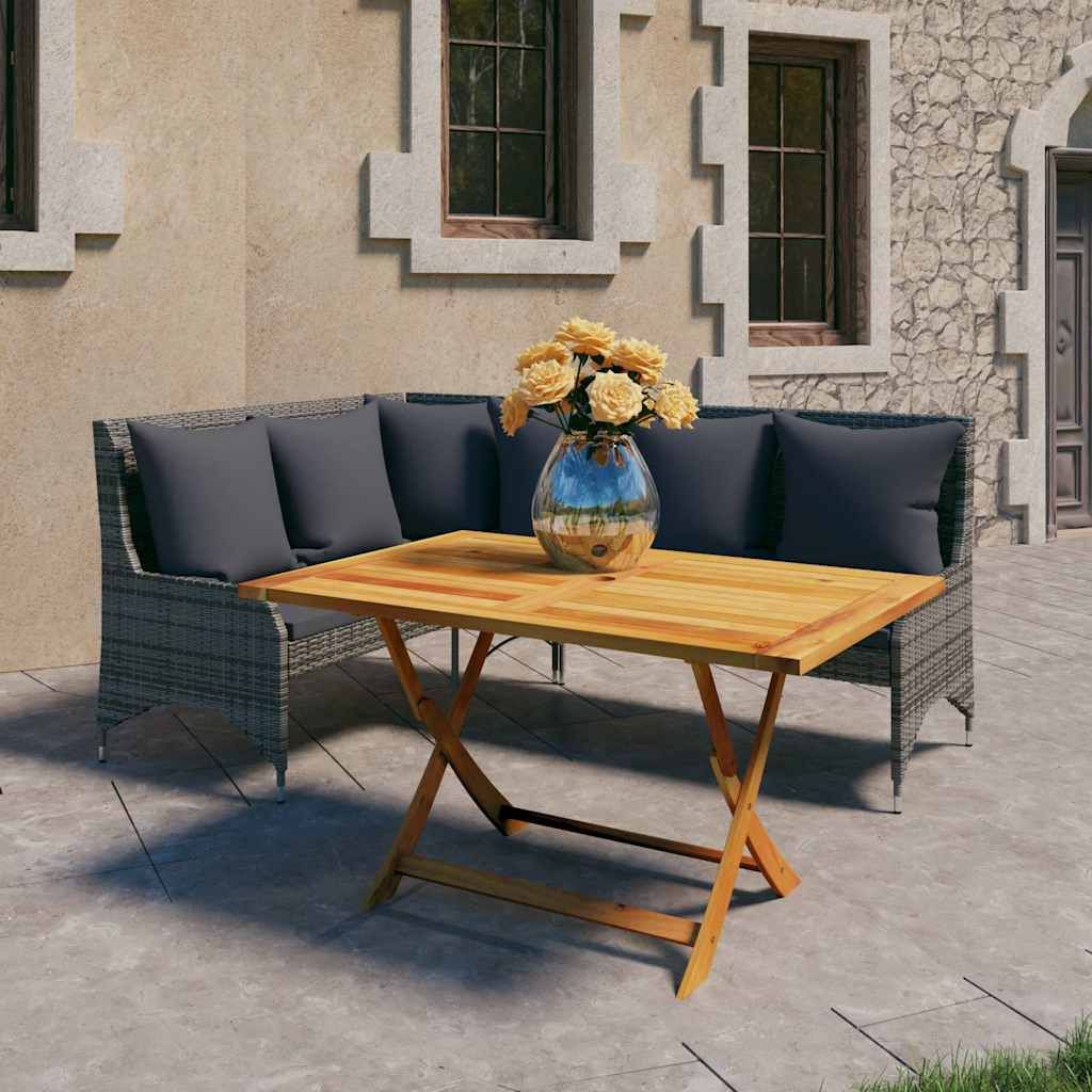 Set Divani da Giardino 3 pz con Cuscini in Polyrattan Grigio vidaXL