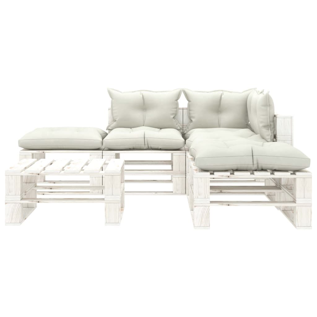 Set Divani da Giardino Pallet 6 pz con Cuscini Beige in Legno vidaXL