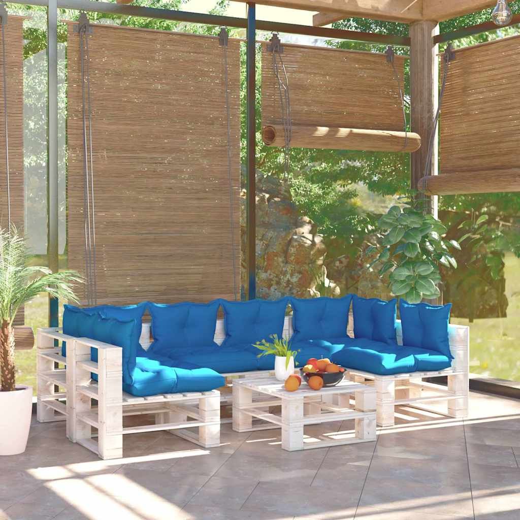 Set Divani da Giardino Pallet 7 pz con Cuscini in Legno di Pino vidaXL