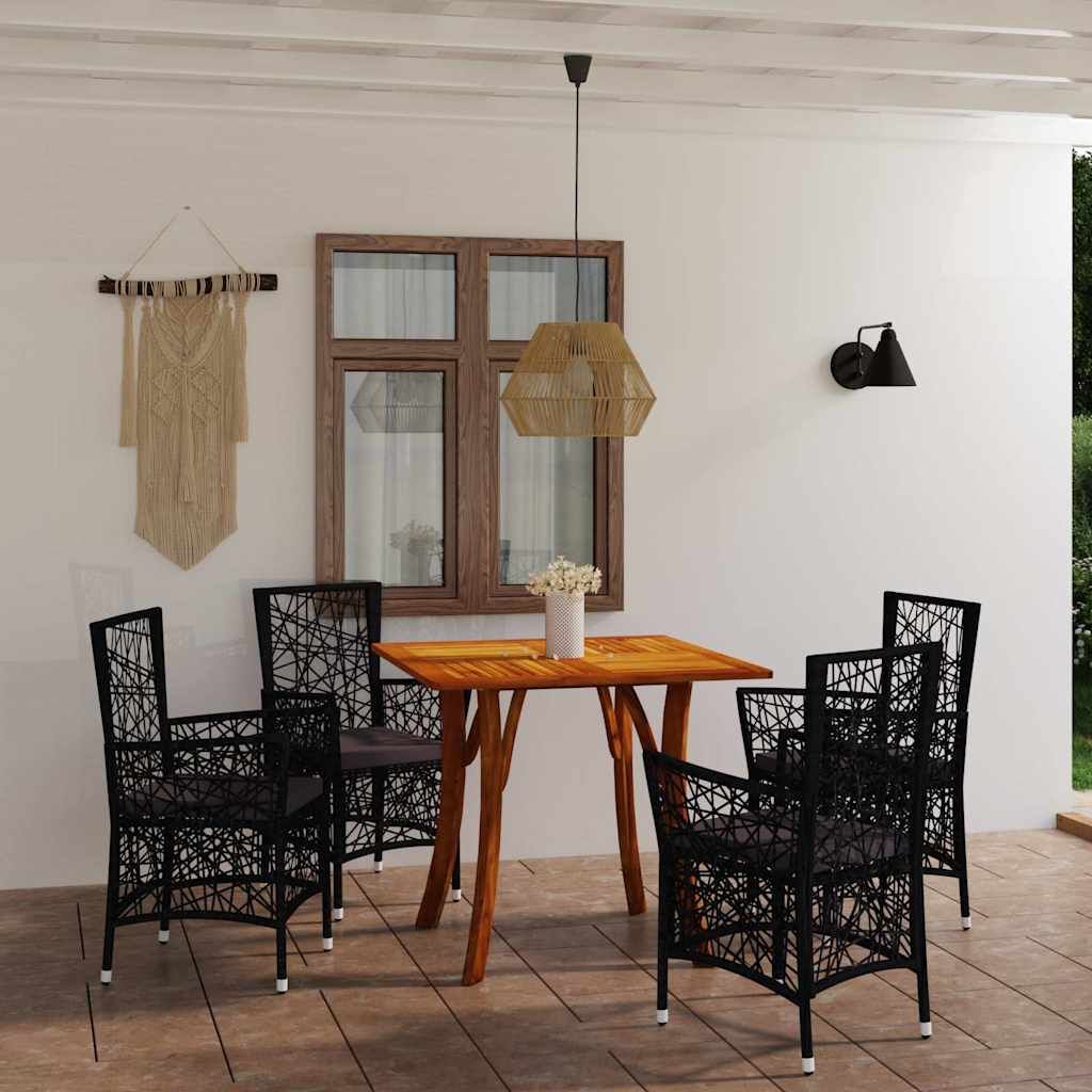 Set Mobili da Pranzo per Giardino 5 pz Nero vidaXL
