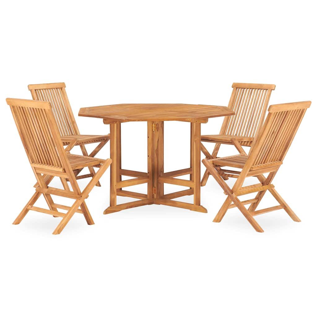 Set da Pranzo da Giardino 5 pz Pieghevole in Massello di Teak vidaXL