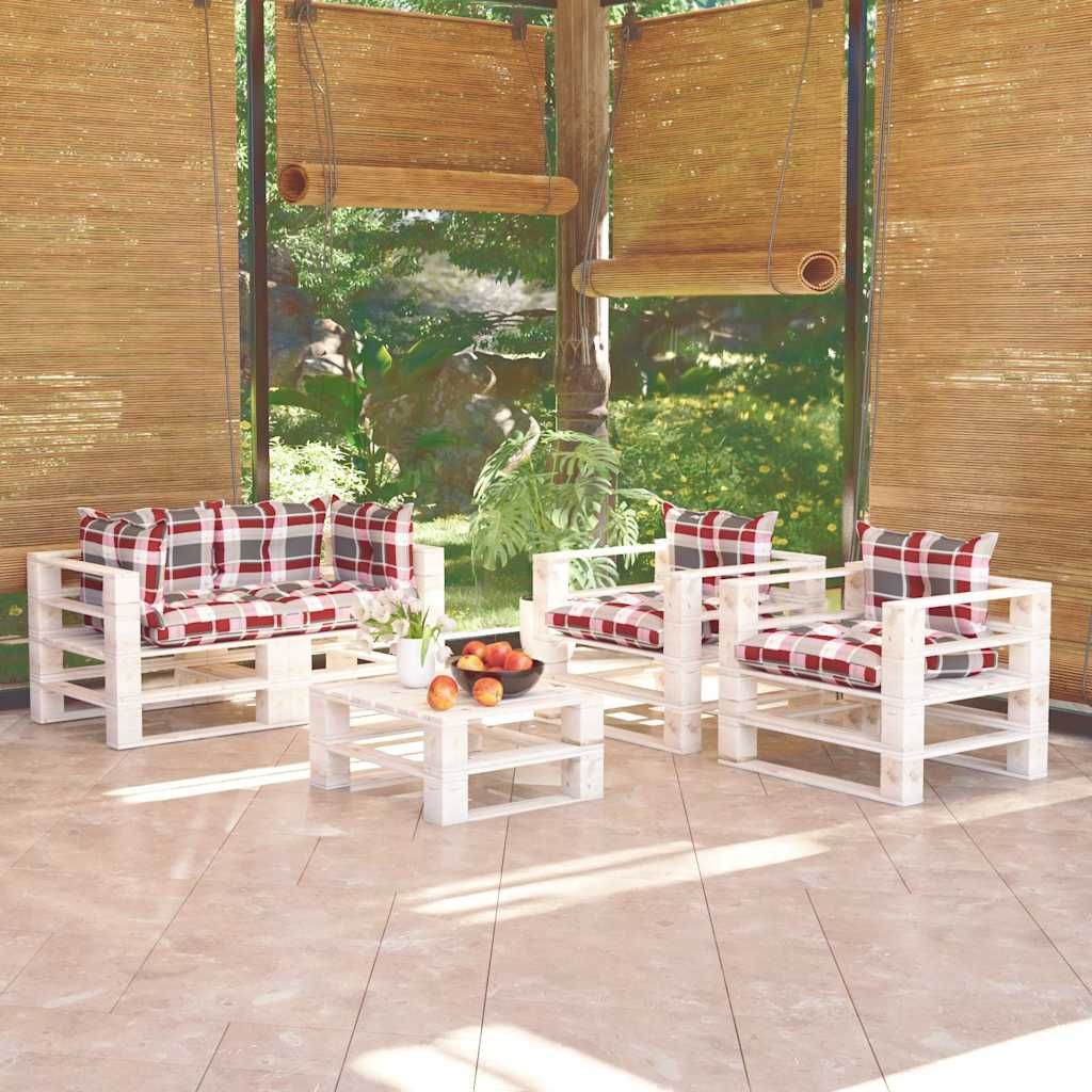 Set Divani da Giardino Pallet 5 pz con Cuscini in Legno di Pino vidaXL