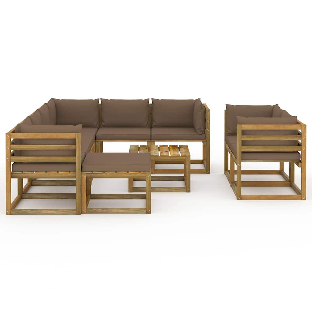 Set Divani da Giardino 10 pz con Cuscini Grigio Talpa vidaXL