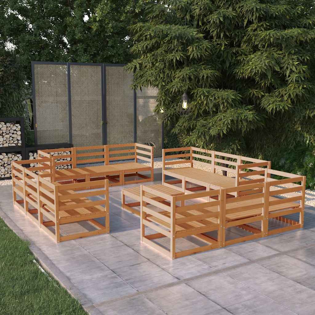 Set Salotto da Giardino 13pz Marrone Ambra Legno Massello Pino vidaXL