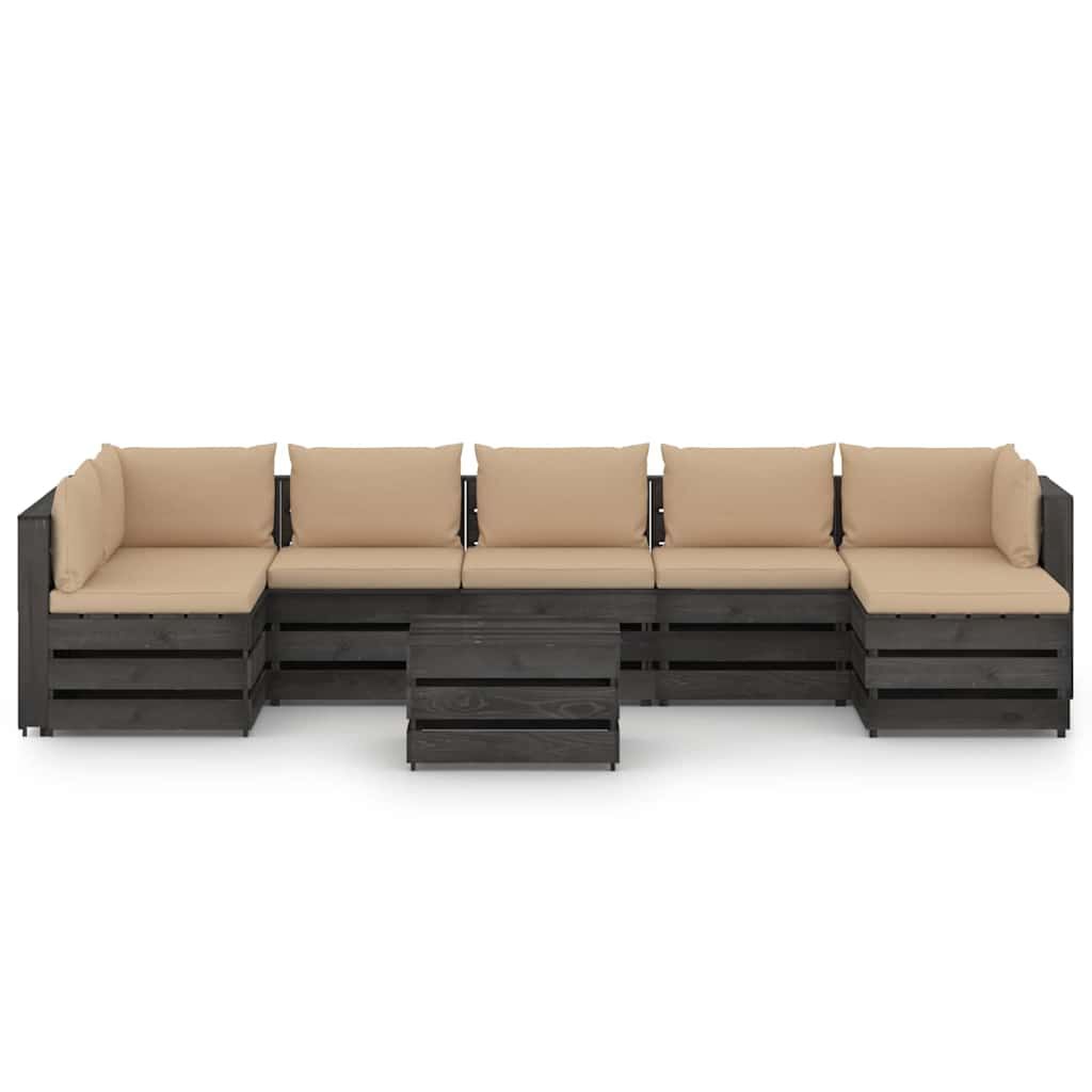 Set Salotto da Giardino con Cuscini 8pz Legno Impregnato Grigio vidaXL