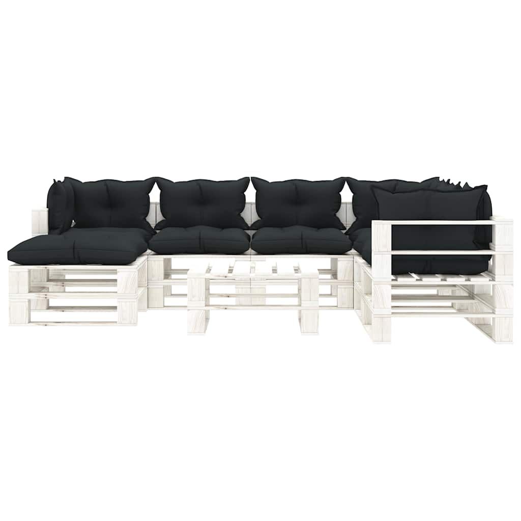Set Salotto da Giardino su Pallet 8 pz Cuscini Antracite Legno vidaXL