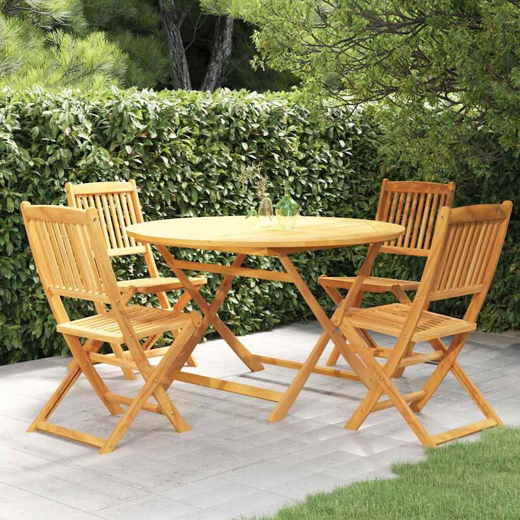 Set da Pranzo da Giardino 5 pz Pieghevole in Massello di Acacia vidaXL