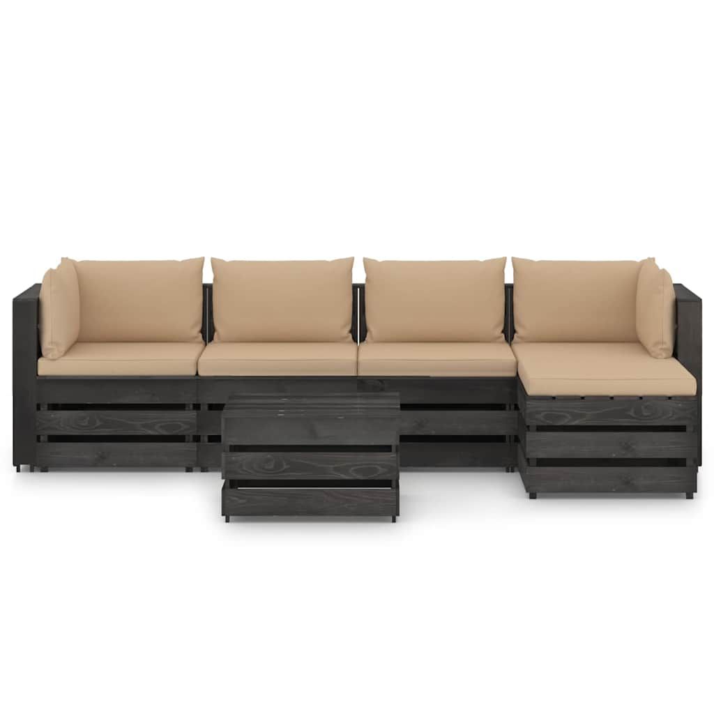 Set Salotto da Giardino 6pz con Cuscini Legno Impregnato Grigio vidaXL