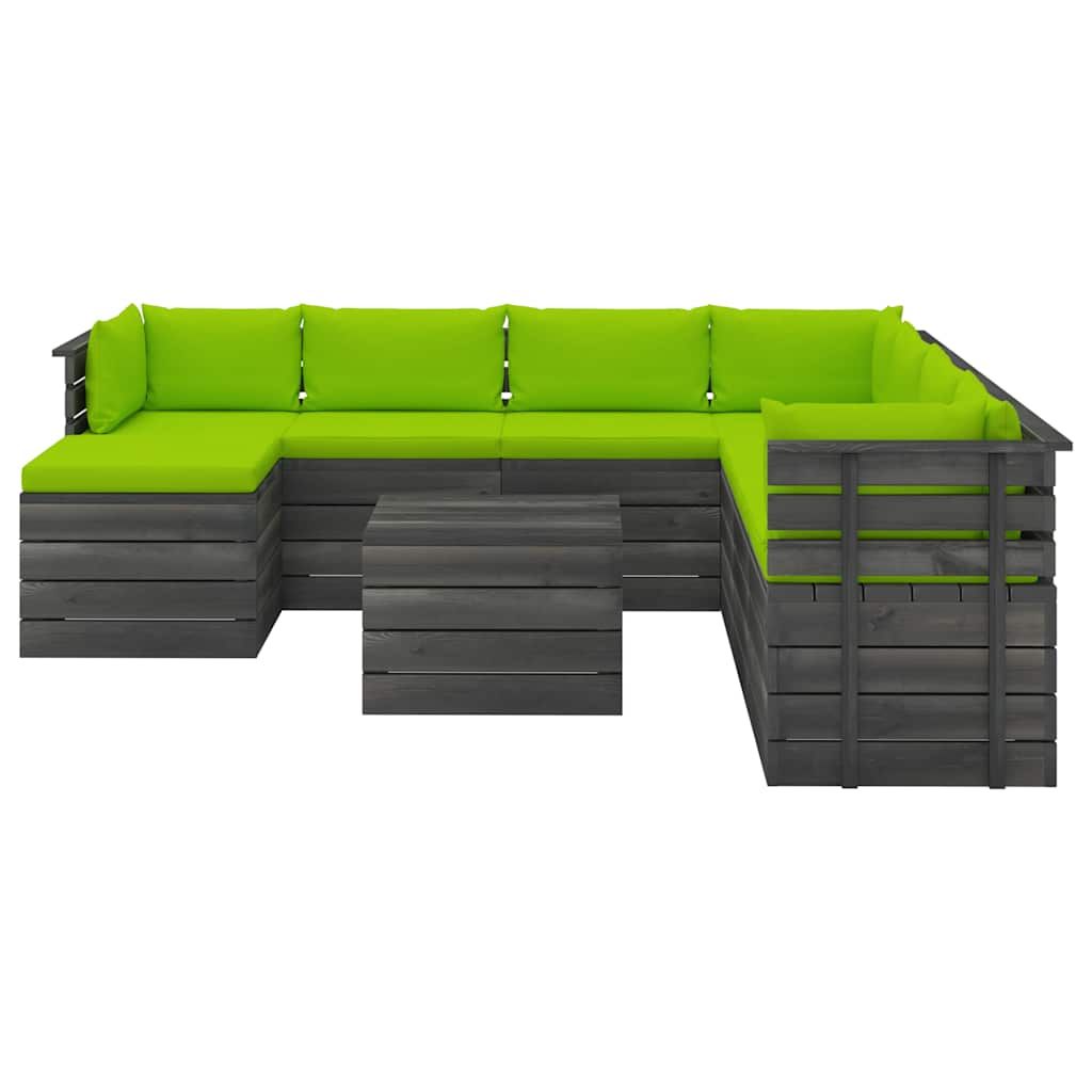 Set Divani da Giardino su Pallet 9 pz con Cuscini Massello Pino vidaXL