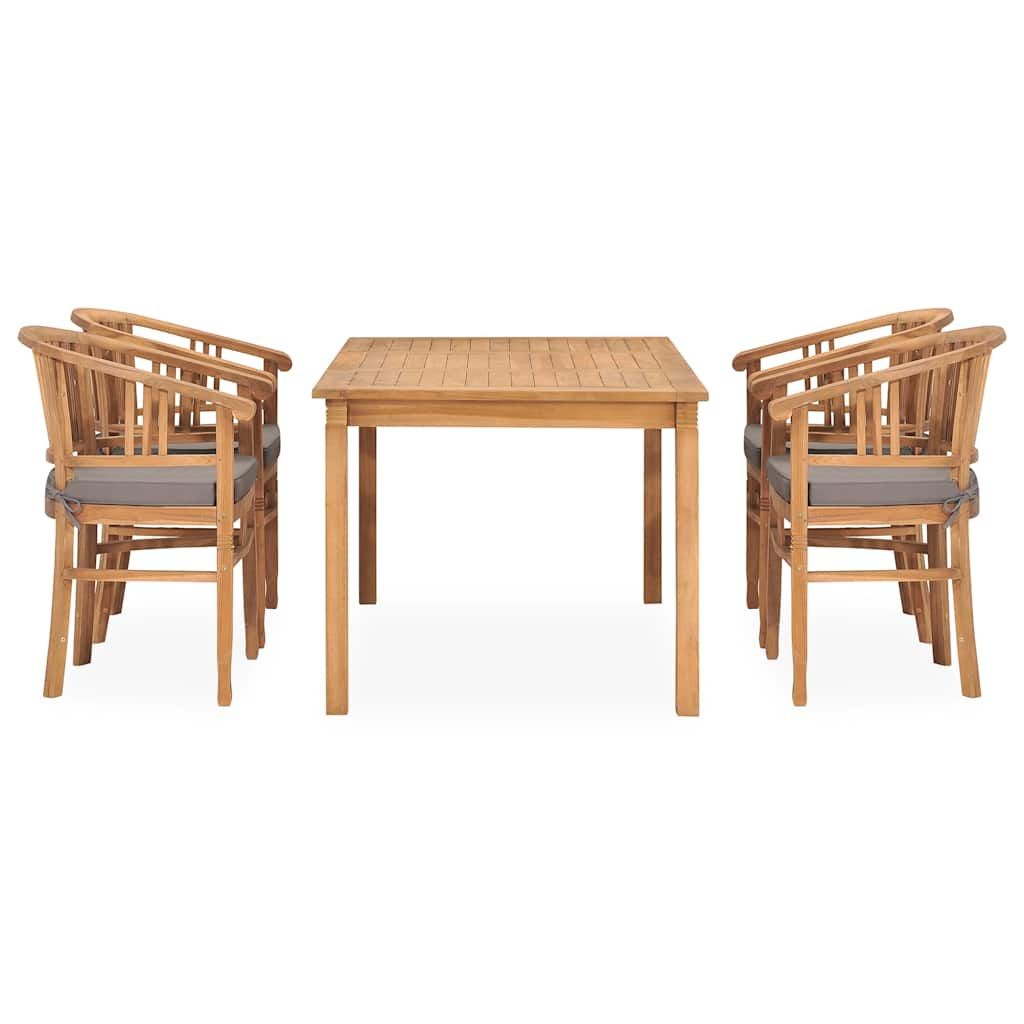Set da Pranzo da Giardino 5 pz con Cuscini in Massello di Teak vidaXL