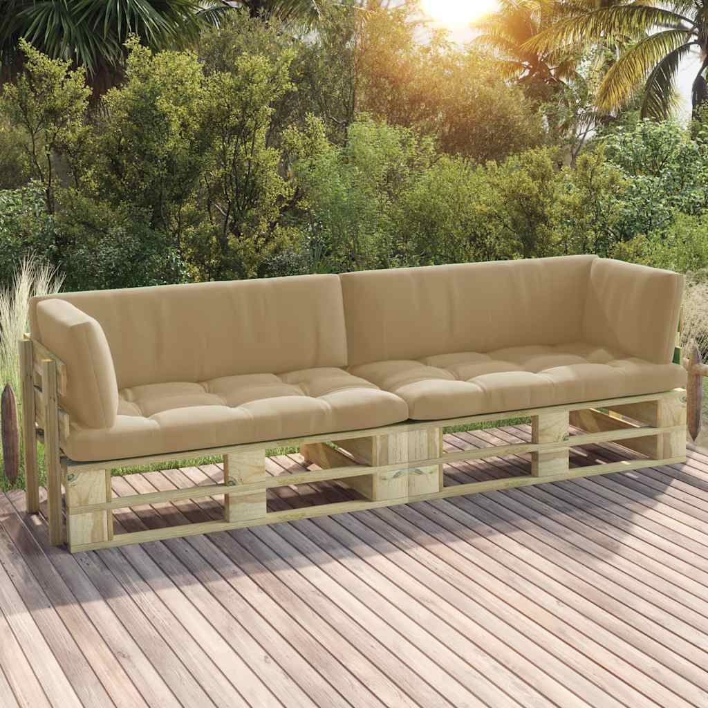 Divano a 2 Posti su Pallet con Cuscini in Pino Impregnato Verde vidaXL