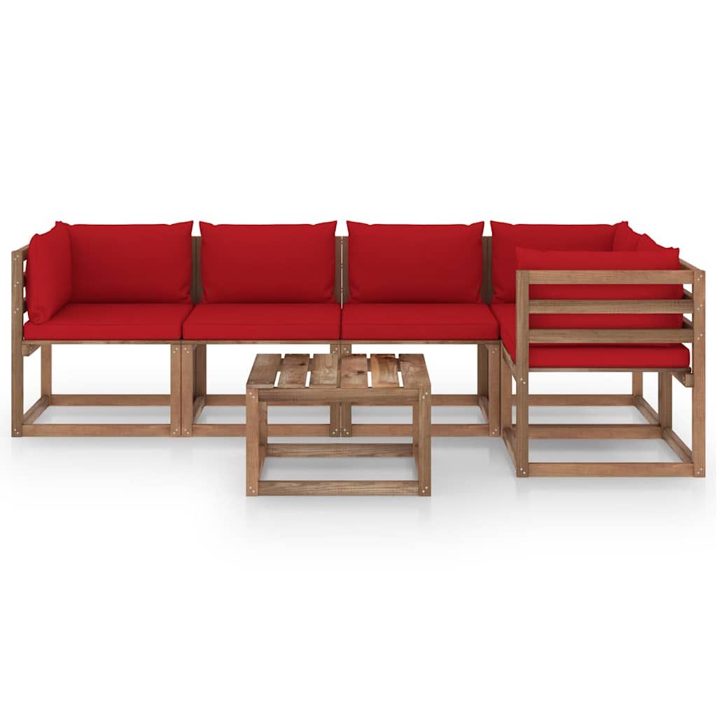 Set Salotto Giardino Pallet con Cuscini 6 pz in Pino Impregnato vidaXL