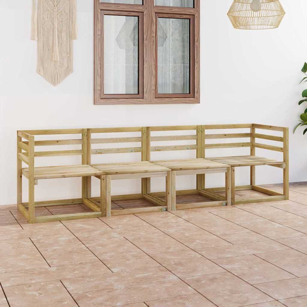 Divano da Giardino a 4 Posti Legno di Pino Impregnato Verde vidaXL