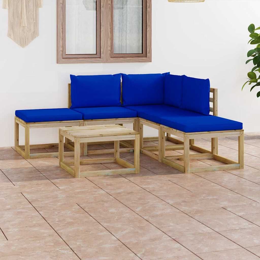 Set Divani da Giardino 6 pz con Cuscini Blu vidaXL