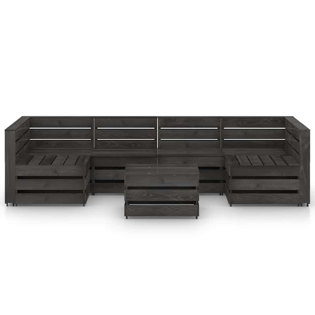 Set Salotto da Giardino 7 pz in Legno di Pino Impregnato Grigio vidaXL