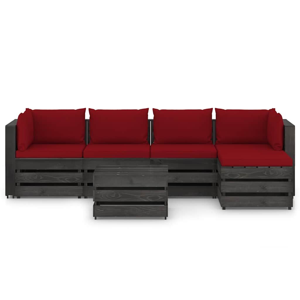 Set Salotto da Giardino 6pz con Cuscini Legno Impregnato Grigio vidaXL