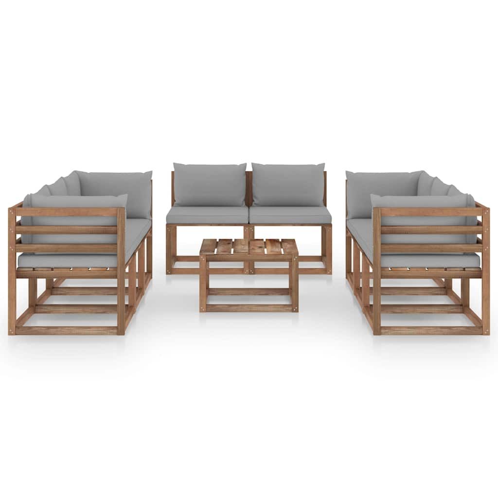 Set Divani da Giardino 9 pz con Cuscini Grigi vidaXL
