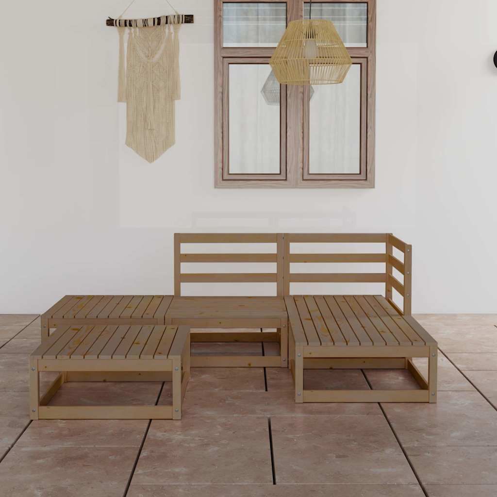 Set Salotto da Giardino 5pz Marrone Ambra Legno Massello Pino vidaXL
