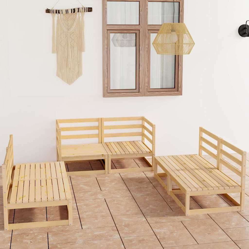 Set Divani da Giardino 6 pz in Legno Massello di Pino vidaXL