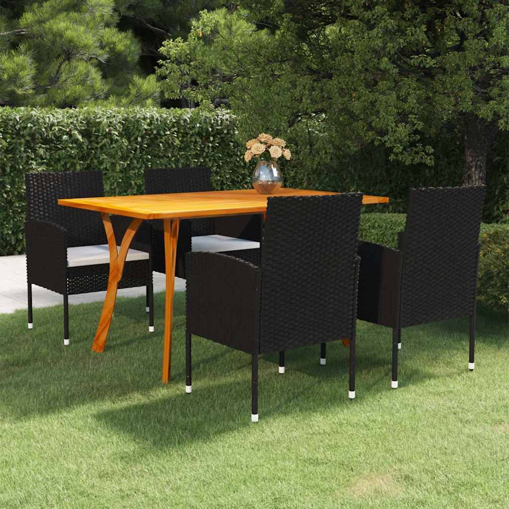 Set Mobili da Pranzo per Giardino 5 pz Nero vidaXL