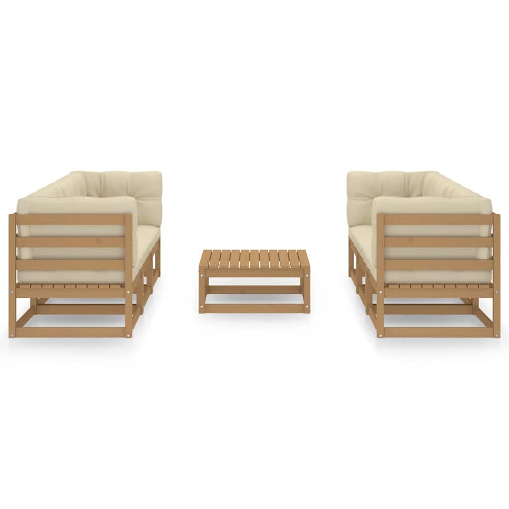 Set Divani da Giardino 7 pz con Cuscini Legno Massello di Pino vidaXL