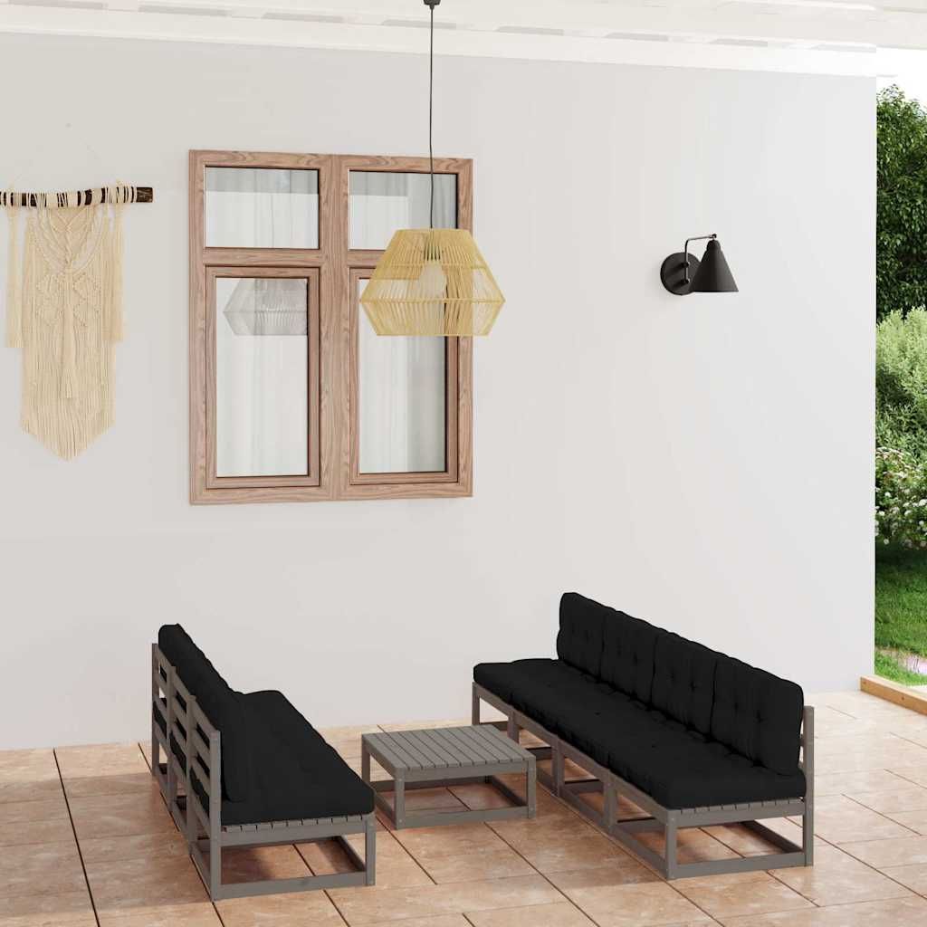 Set Divani da Giardino 8 pz con Cuscini Legno Massello Pino vidaXL