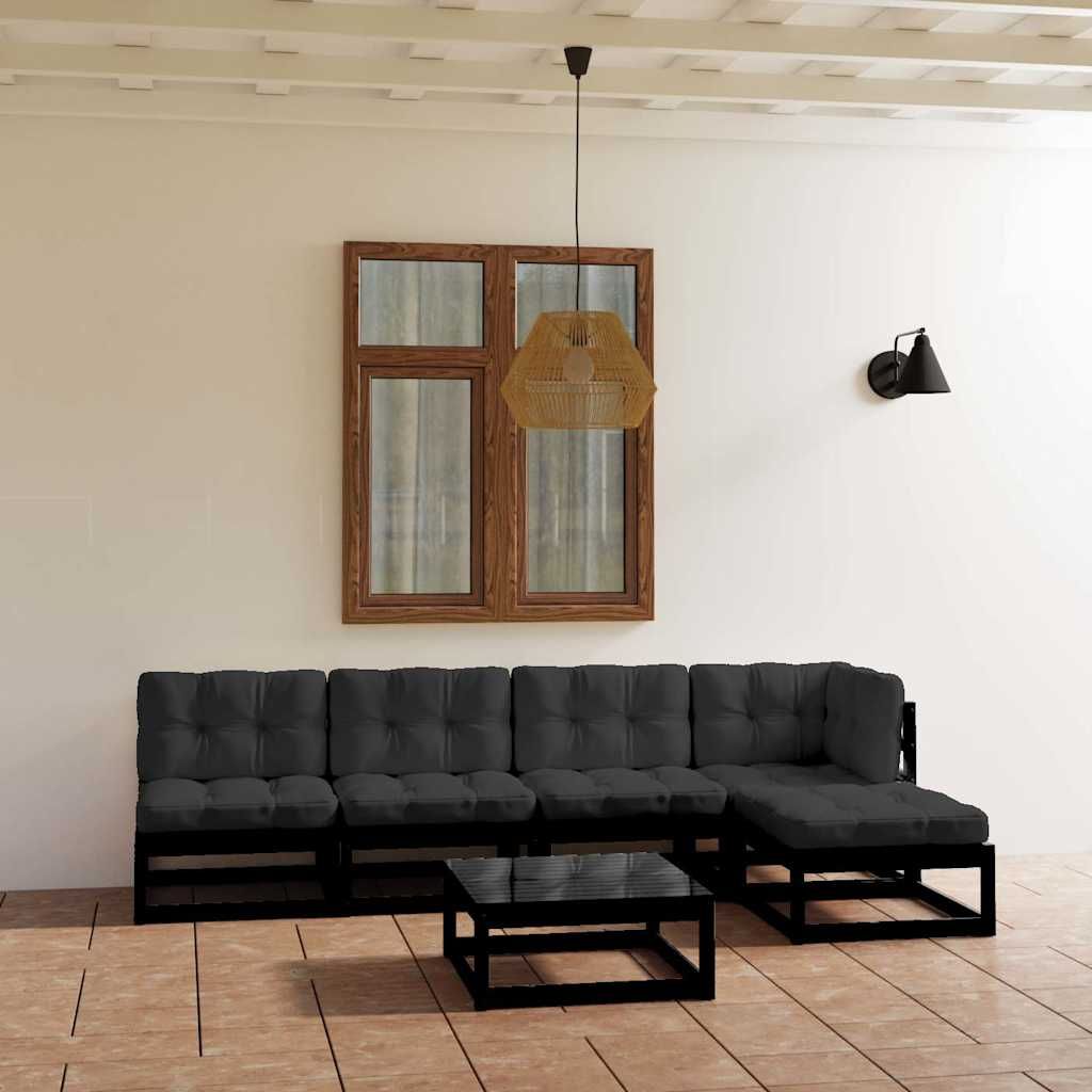 Set Divani da Giardino 6 pz con Cuscini Legno Massello di Pino vidaXL