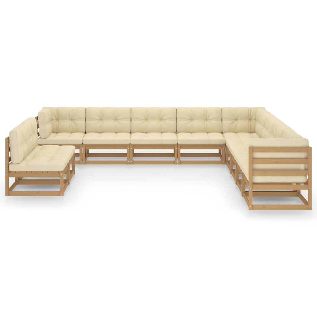 Set Salotto Giardino e Cuscini 11 pz Legno Massello Pino Ambra vidaXL