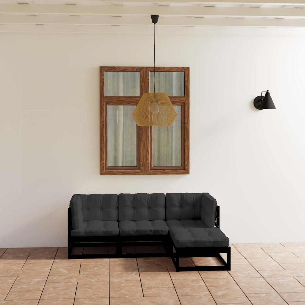 Set Divani da Giardino 4 pz con Cuscini Legno Massello Pino vidaXL