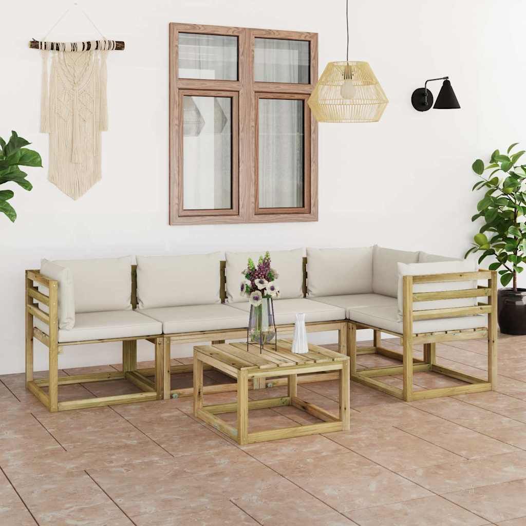 Set Divani da Giardino 6pz con Cuscini Legno di Pino Impregnato vidaXL